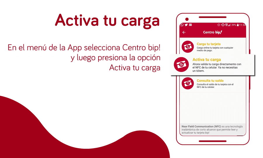 Cómo activar carga Bip! desde El Celular en Chile paso 2