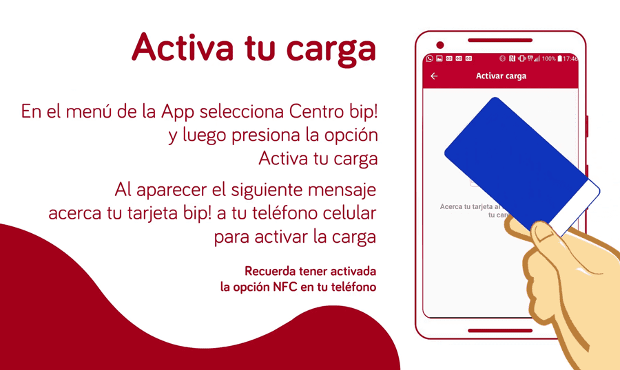 Cómo activar carga Bip! desde El Celular en Chile paso 3